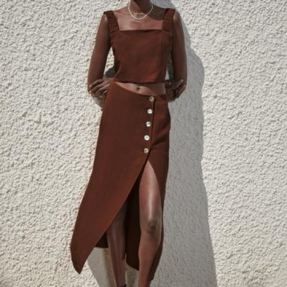 Zara Copper Ruched Strap Crop Top (Size S)